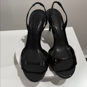 SCHUTZ Glossy Black Slingback Heels
